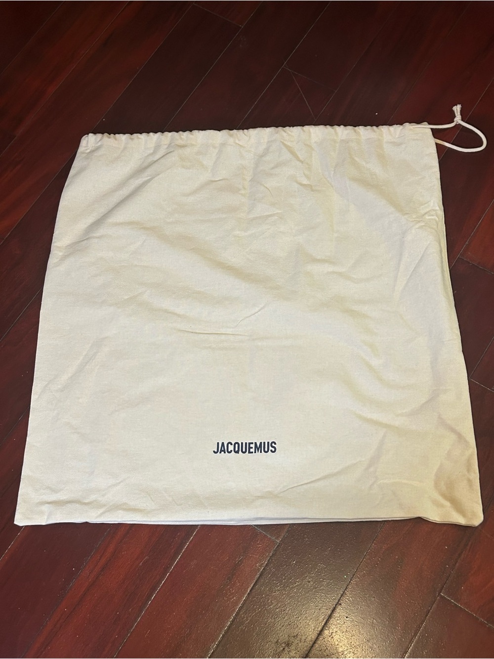 Jacquemus XL Cream Canvas Drawstring Dust Bag with Black Logo 22 1/2”-22 1/2” - Picture 1 of 1